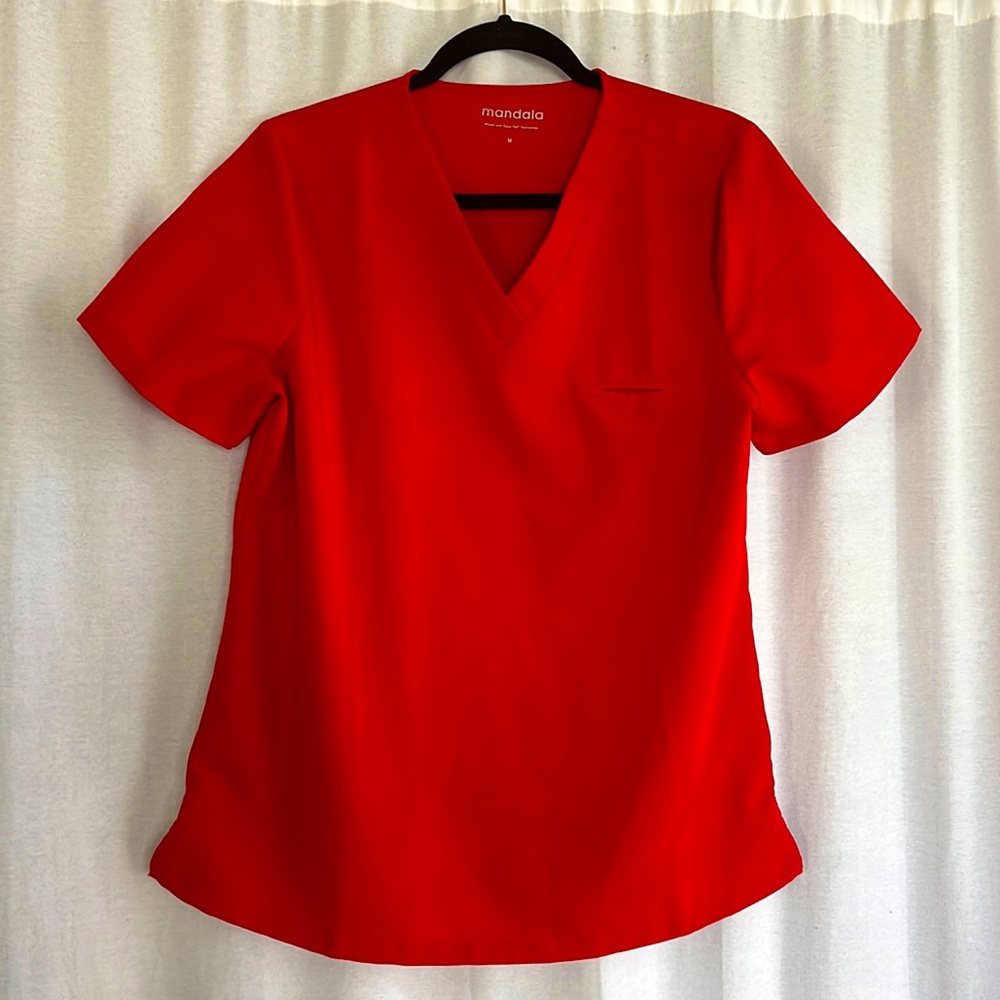 Mandala red scrub top